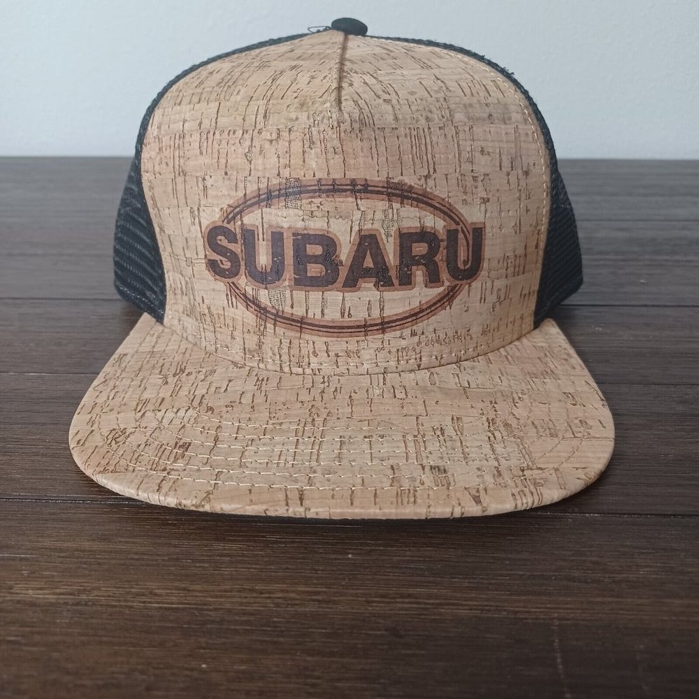 Subaru Truckers Hat Adjustable SnapBack Wood/Cork Material Fahrenheit Headwear